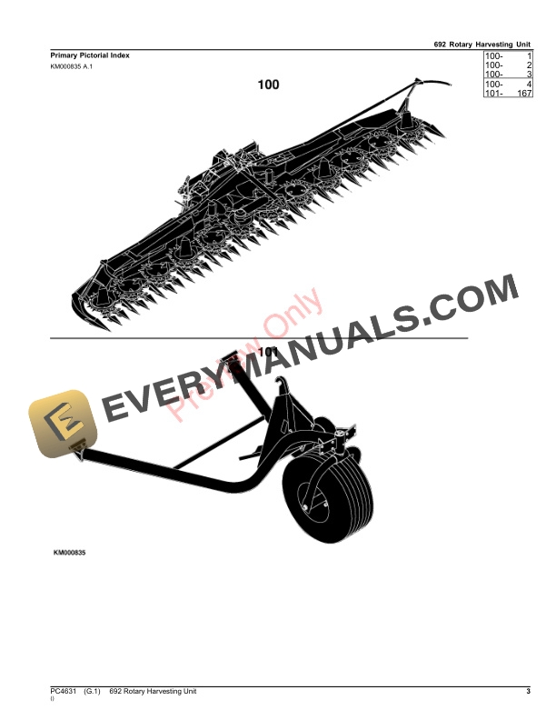 John Deere 692 Rotary Harvesting Unit Parts Catalog PC4631 13JUL23-3