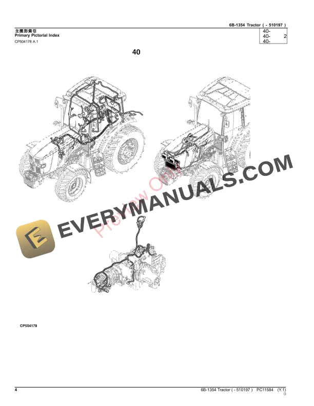 John Deere 6B 1354 Tractor 510197 Parts Catalog PC11584 05NOV23 4