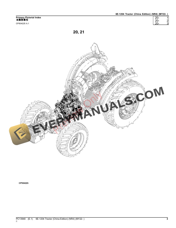 John Deere 6E-1204 Tractor (NR4) (MY22- ) Parts Catalog PC13948 10MAY23-3