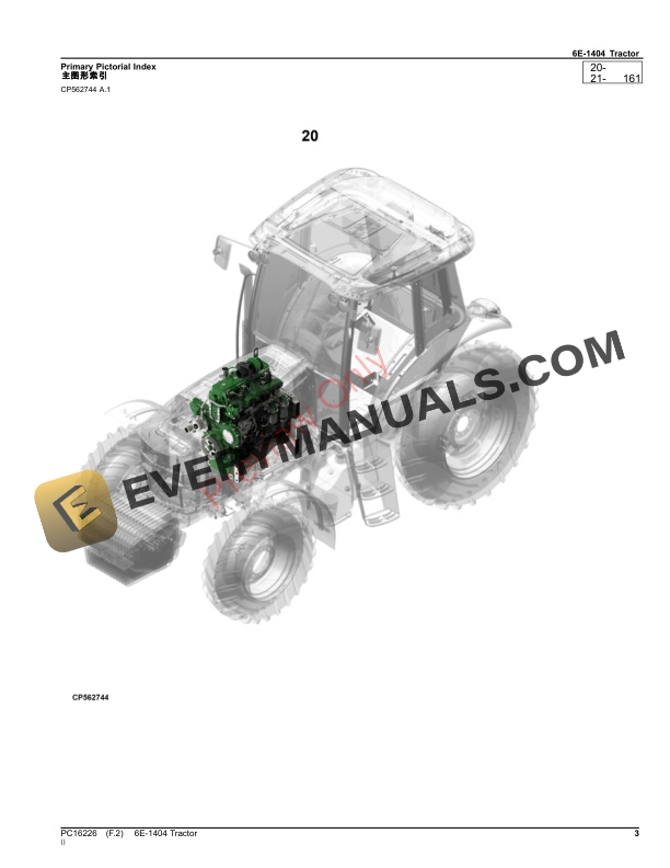 John Deere 6E-1404 Tractor Parts Catalog PC16226 17SEP23-3