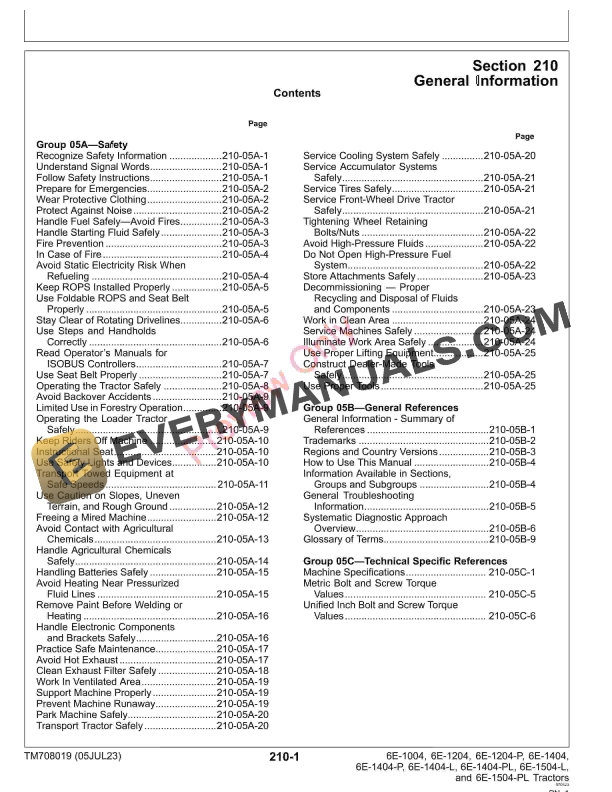 John Deere 6E NR4 Tractors Diagnostic Technical Manual TM708019 05JUL23 7 John Deere 6E NR4 Tractors Diagnostic Technical Manual TM708019 05JUL23 5