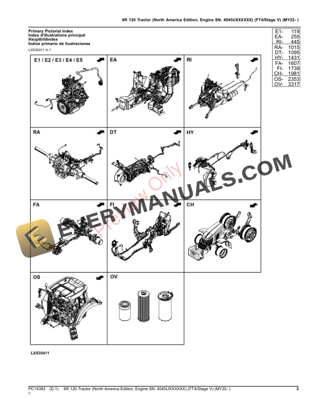 John Deere 6R 120 Tractor (FT4Stage V) (MY22- ) Parts Catalog PC14392 14SEP23-3