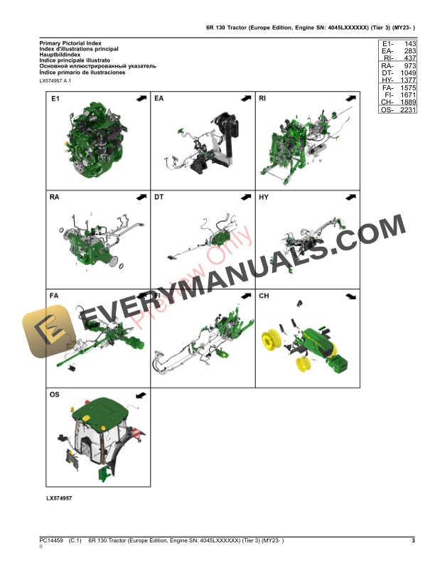 John Deere 6R 130 Tractor (Tier 3) (MY23- ) Parts Catalog PC14459 05NOV23-3