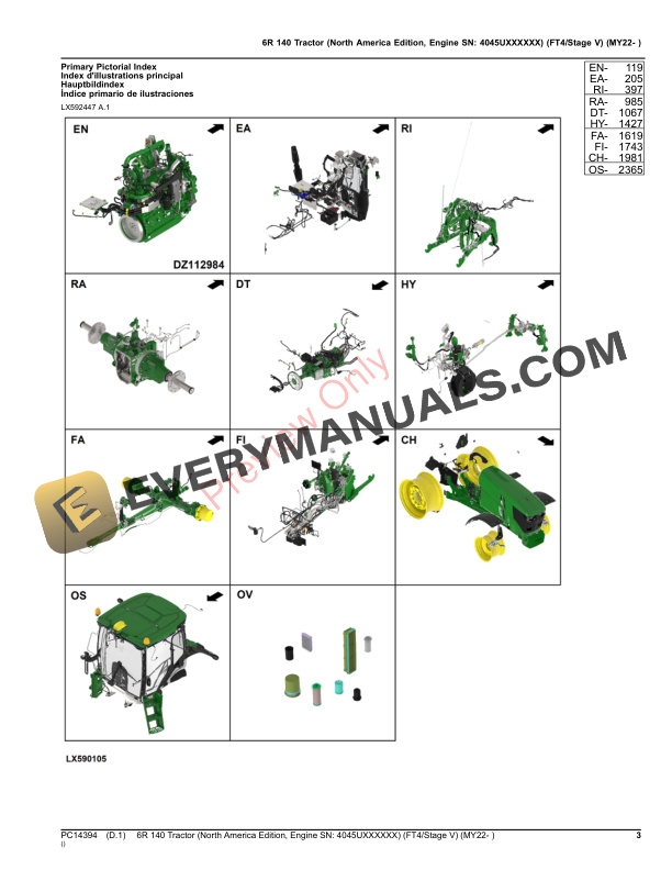John Deere 6R 140 Tractor (FT4Stage V) (MY22- ) Parts Catalog PC14394 28OCT23-3