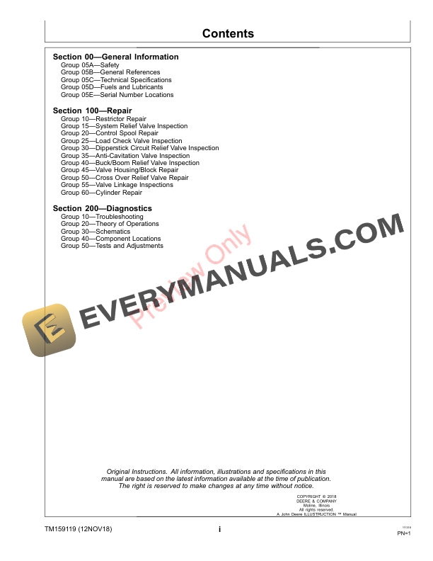 John Deere 7 8 8A 8B 10 10A 46 47 48 260 260B270A 270B 370B 375 375A 385A 447 448 485 and 485A Backhoes Technical Manual TM159119 12NOV18 3