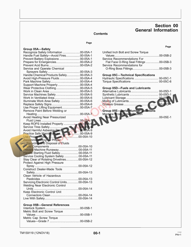 John Deere 7 8 8A 8B 10 10A 46 47 48 260 260B270A 270B 370B 375 375A 385A 447 448 485 and 485A Backhoes Technical Manual TM159119 12NOV18 5