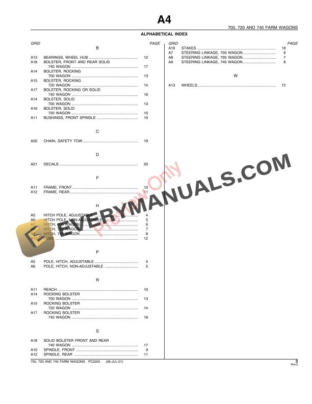 John Deere 700, 720, 740 Wagons Parts Catalog PC2220 02JUN11-5