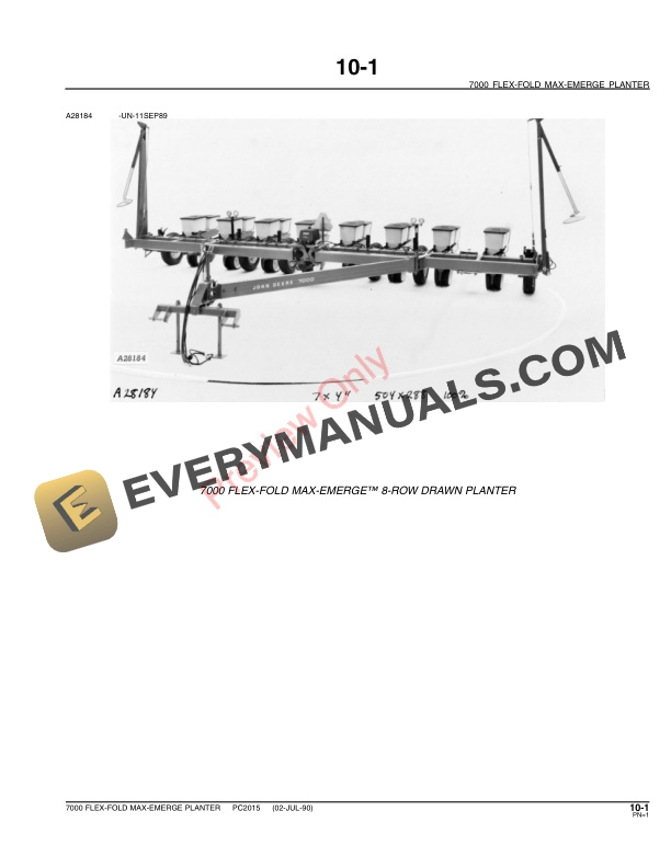 John Deere 7000 Drawn (Flex-Fold) Planter Parts Catalog PC2015 23MAY11-3