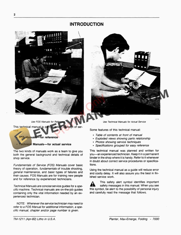 John Deere 7000 Folding MaxEmerge Planter Technical Manual TM1211 01FEB85 4