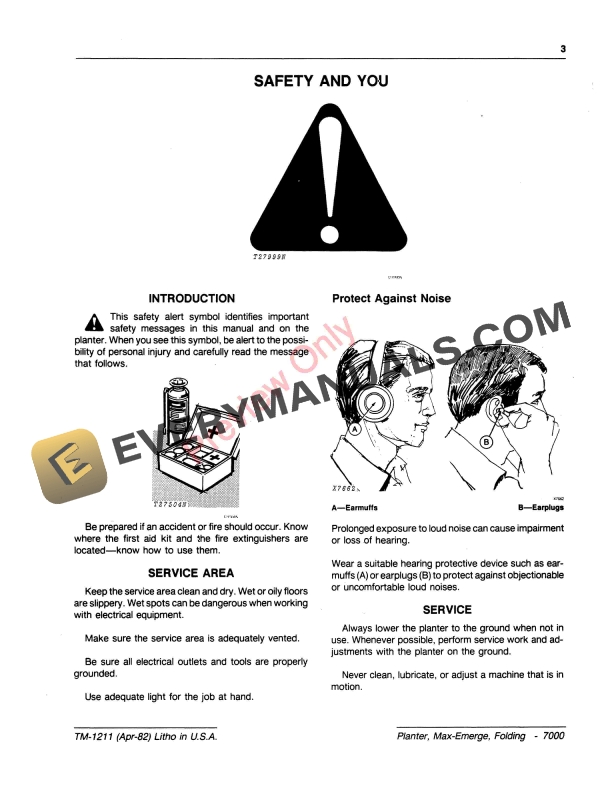 John Deere 7000 Folding MaxEmerge Planter Technical Manual TM1211 01FEB85 5