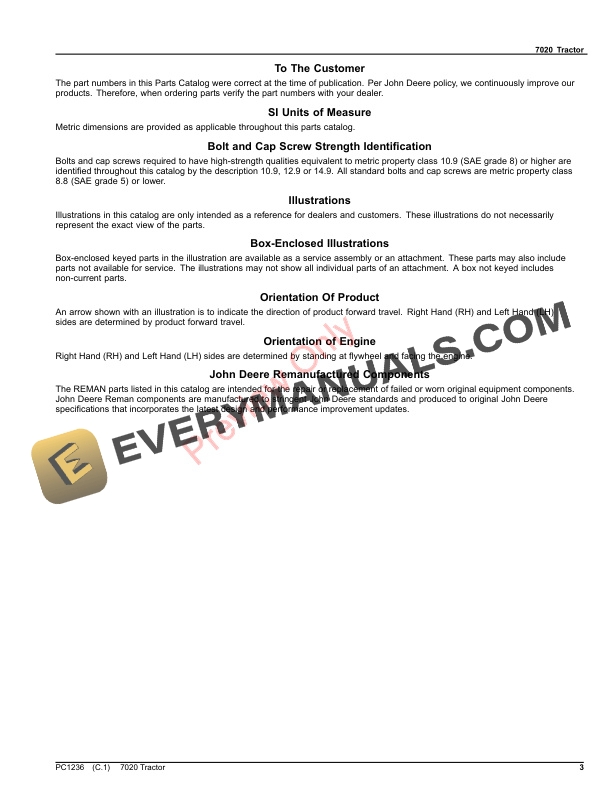 John Deere 7020 TRACTOR Parts Catalog PC1236 29DEC22-3