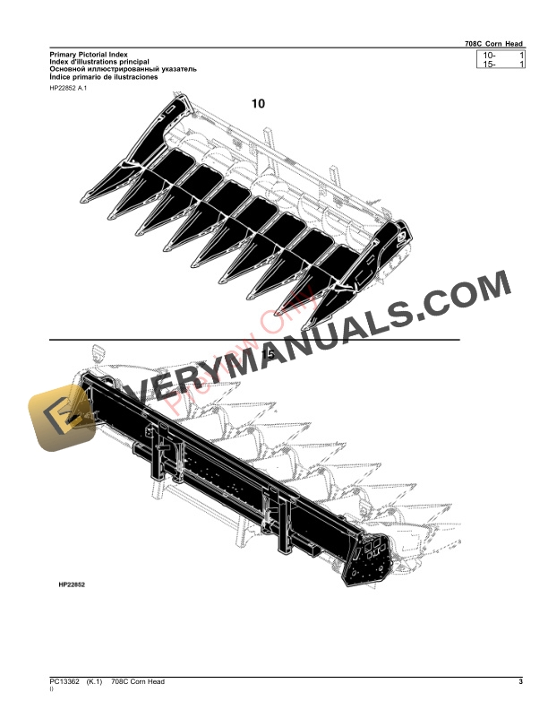 John Deere 708C Corn Head Parts Catalog PC13362 15JUN23-3