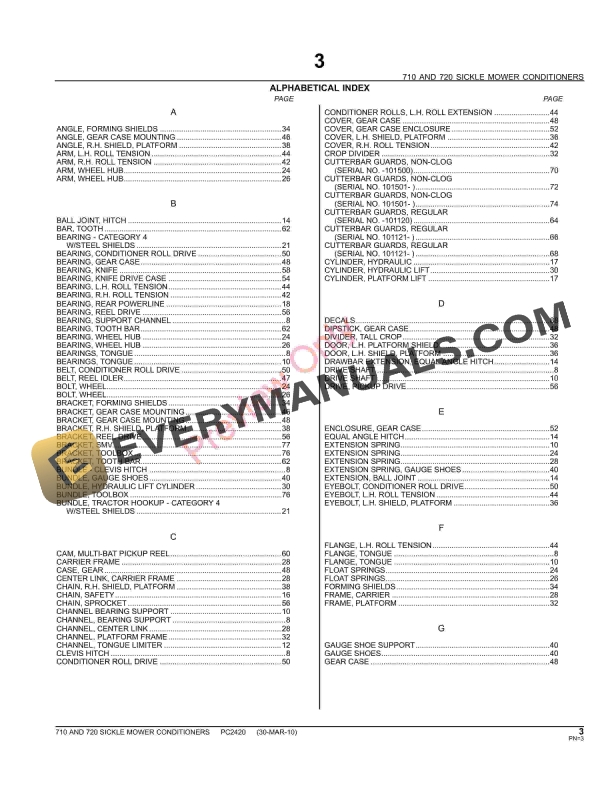 John Deere 710, 720 Sickle Mower Conditioners Parts Catalog PC2420 06MAY11-5