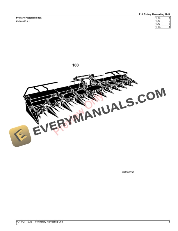 John Deere 710 Rotary Harvesting Unit Parts Catalog PC4442 11OCT21-3