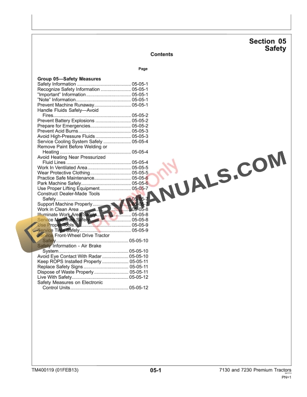 John Deere 7130 7230 Premium Tractor Technical Manual TM400119 01FEB13 5