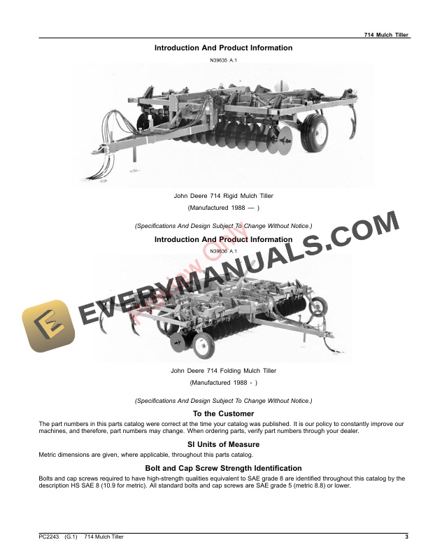 John Deere 714 Mulch Tiller Parts Catalog PC2243 10JUN23-3