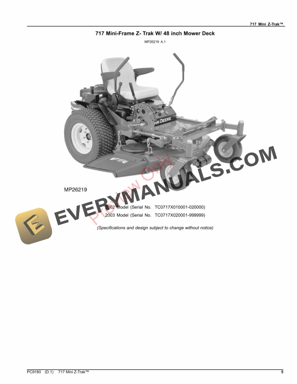 John Deere 717 Mini-Frame Z-Trak Parts Catalog PC9180 26OCT23-5