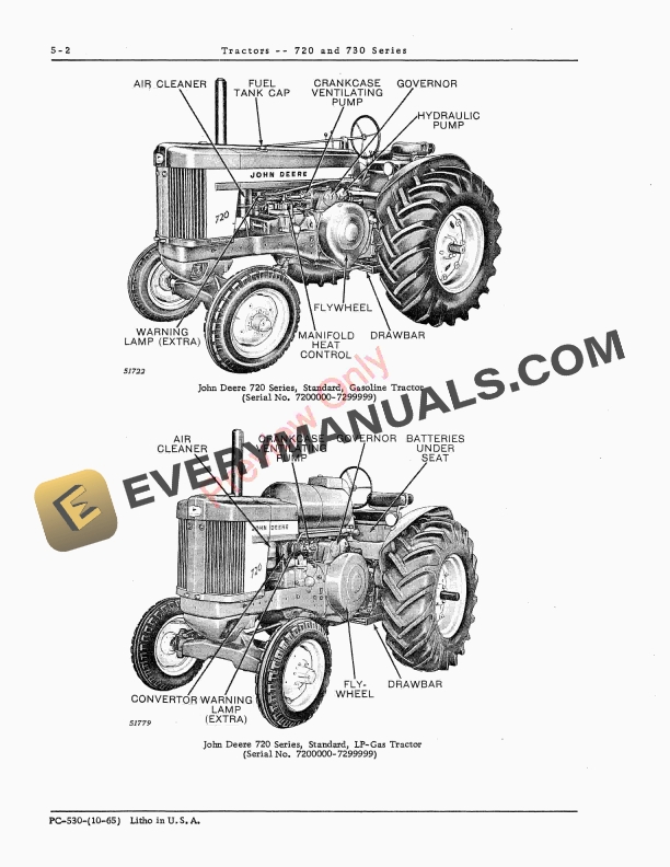 John Deere 720, 730 Tractors Parts Catalog PC530 01OCT65-4