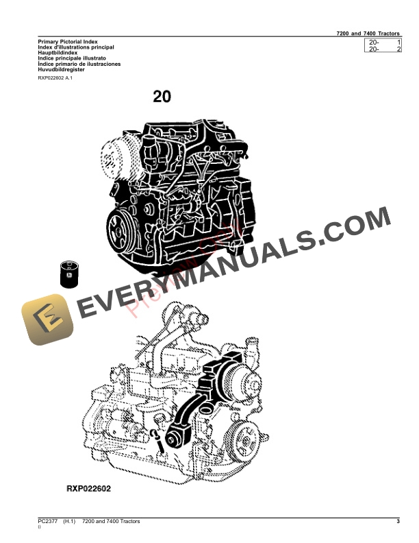 John Deere 7200, 7400 TRACTORS Parts Catalog PC2377 24AUG23-3