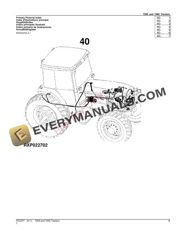 John Deere 7200, 7400 TRACTORS Parts Catalog PC2377 24AUG23-5