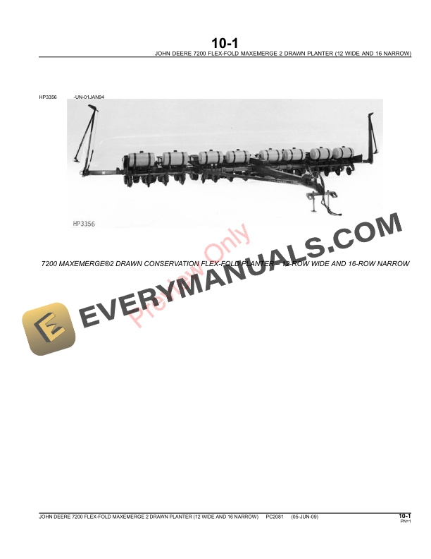 John Deere 7200 Drawn (Flex-Fold) Planters 12RW and 16RN Parts Catalog PC2081 23MAY11-3