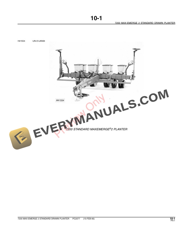 John Deere 7200 Drawn (Standard) Planters Parts Catalog PC2077 23MAY11-3