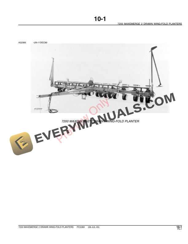 John Deere 7200 Drawn (Wing-Fold) Planters Parts Catalog PC2289 23MAY11-3