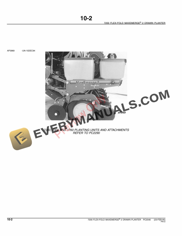 John Deere 7200 MaxEmerge2 Drawn Planter Parts Catalog PC2046 23MAY11-4