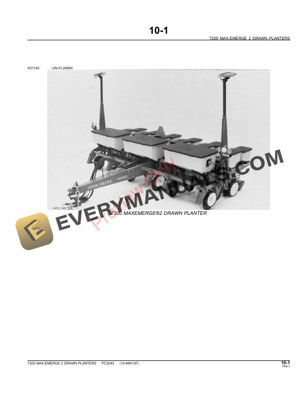 John Deere 7200 MaxEmerge2 Drawn Planters Parts Catalog PC2043 23MAY11-3