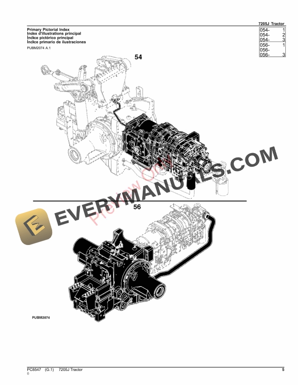 John Deere 7205J Tractor Parts Catalog PC8547 26NOV23-5