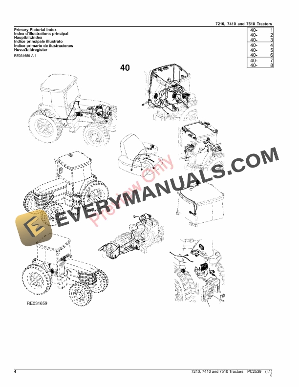 John Deere 7210, 7410 AND 7510 TRACTORS Parts Catalog PC2539 18JUL23-4