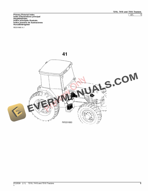 John Deere 7210, 7410 AND 7510 TRACTORS Parts Catalog PC2539 18JUL23-5
