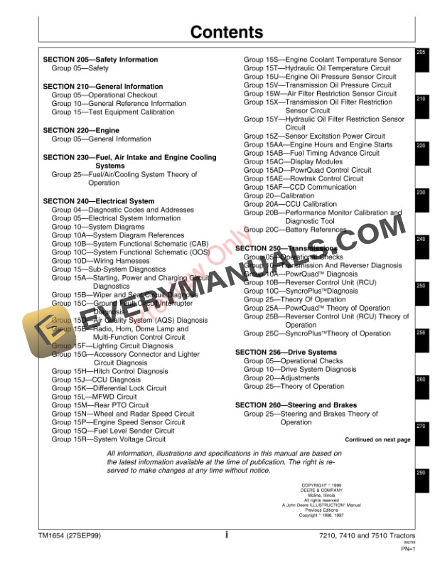 John Deere 7210, 7410 and 7510 Tractors Technical Manual TM1654 27SEP99 11 John Deere 7210 7410 and 7510 Tractors Technical Manual TM1654 27SEP99 3
