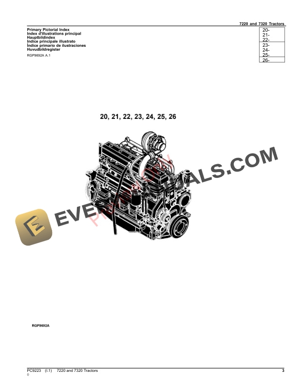 John Deere 7220, 7320 TRACTORS Parts Catalog PC9223 02NOV23-3
