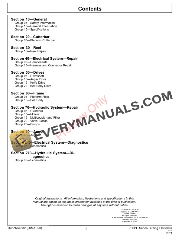 John Deere 722PF 725PF 730PF 735PF and 740PF Cutting Platforms Technical Manual TM5ZN54632 20MAR20 3