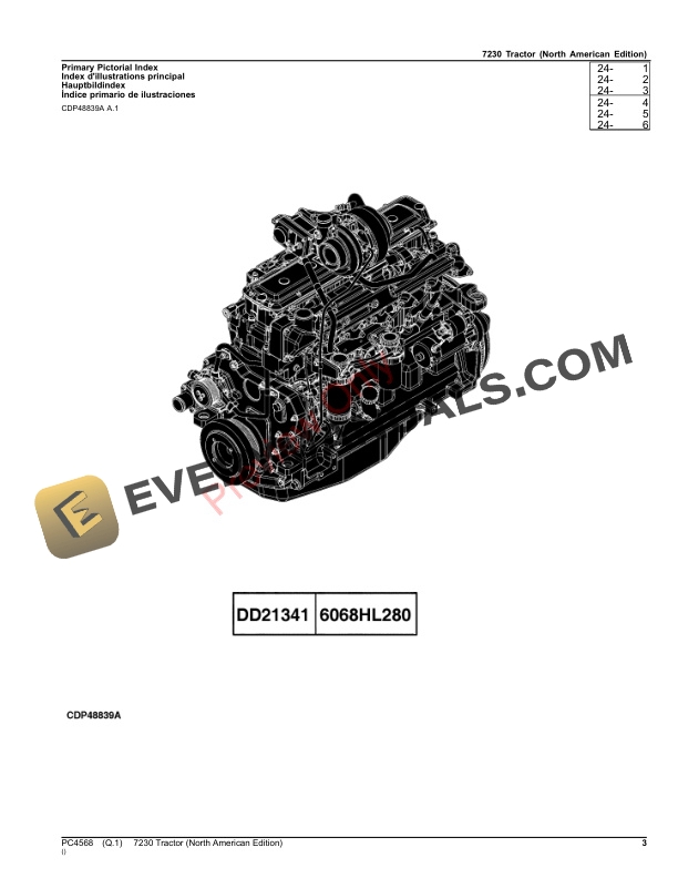 John Deere 7230 Tractor Parts Catalog PC4568 15OCT23-3