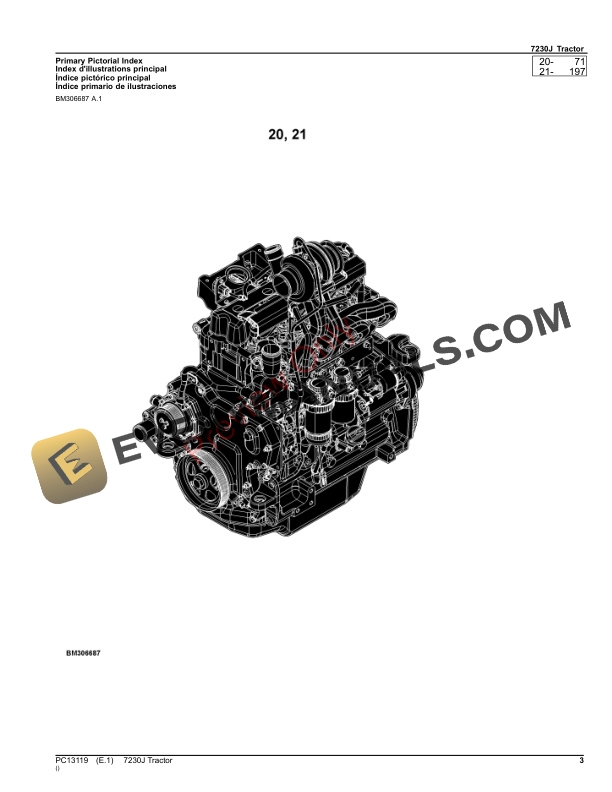 John Deere 7230J Tractor Parts Catalog PC13119 26NOV23-3
