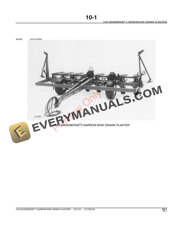 John Deere 7240 (Narrow Row) Drawn Planters Parts Catalog PC2140 23MAY11-3