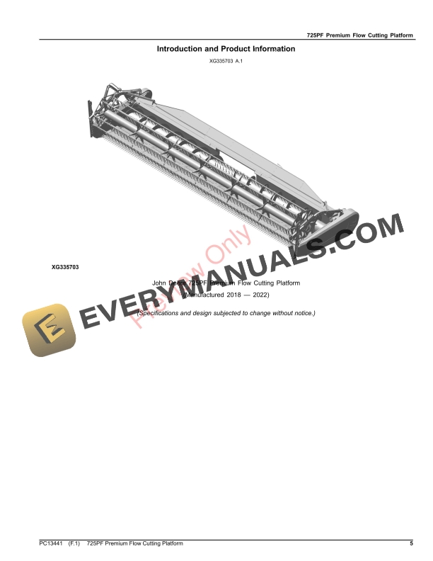 John Deere 725PF Premium Flow Cutting Platform Parts Catalog PC13441 06JUL22-5