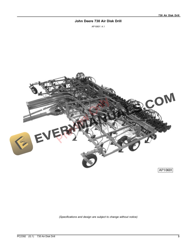 John Deere 730 Air Disk Drill Parts Catalog PC2392 25AUG22-3