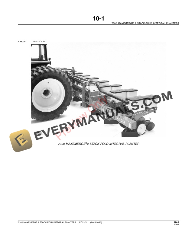John Deere 7300 MaxEmerge2 Integral Planter (Stack-Fold) Parts Catalog PC2371 23MAY11-3