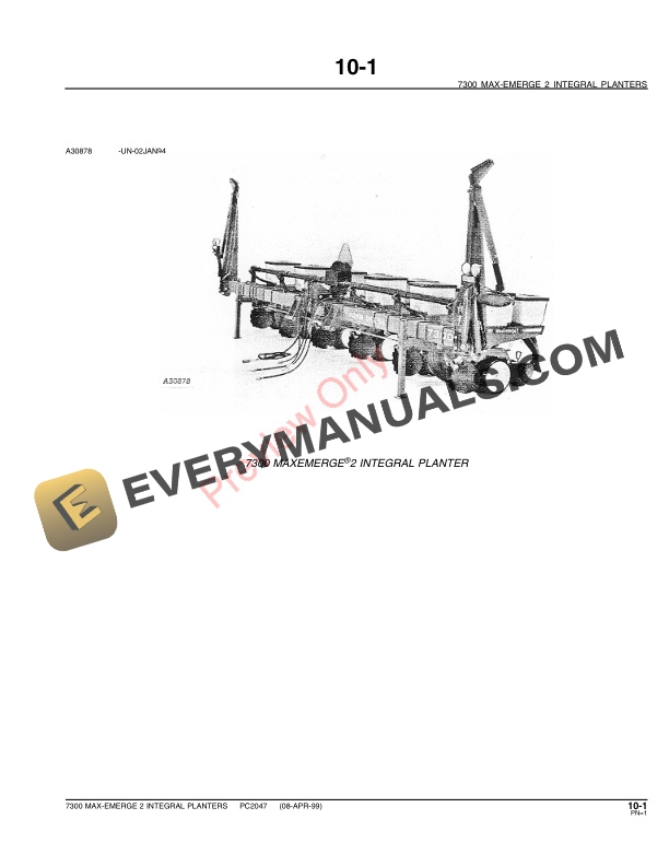 John Deere 7300 MaxEmerge2 Integral Planters (Rigid) Parts Catalog PC2047 23MAY11 4 John Deere 7300 MaxEmerge2 Integral Planters (Rigid) Parts Catalog PC2047 23MAY11-3