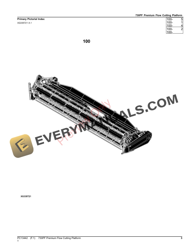 John Deere 730PF Premium Flow Cutting Platform Parts Catalog PC13442 21NOV23-3