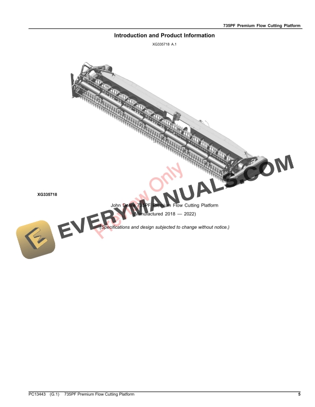 John Deere 735PF Premium Flow Cutting Platform Parts Catalog PC13443 21NOV23-5