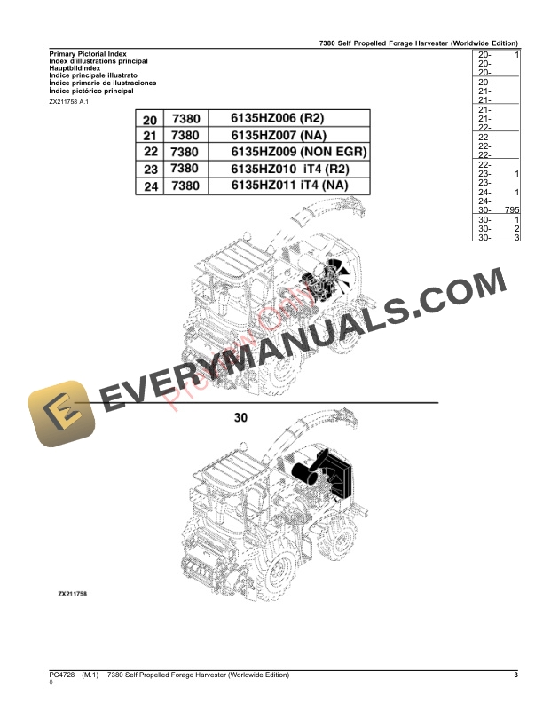 John Deere 7380 Self Propelled Forage Harvester Parts Catalog PC4728 17SEP23-3