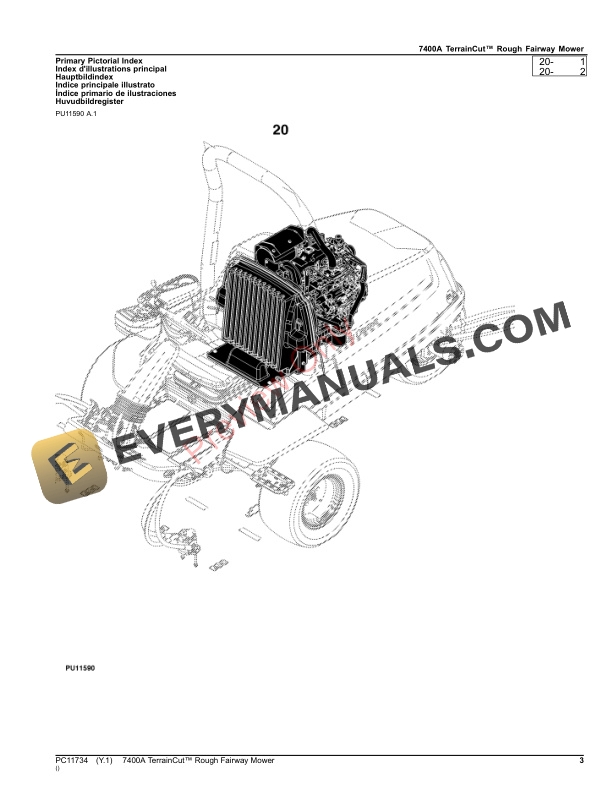 John Deere 7400A TerrainCut Rough Fairway Mower Parts Catalog PC11734 09NOV23 3