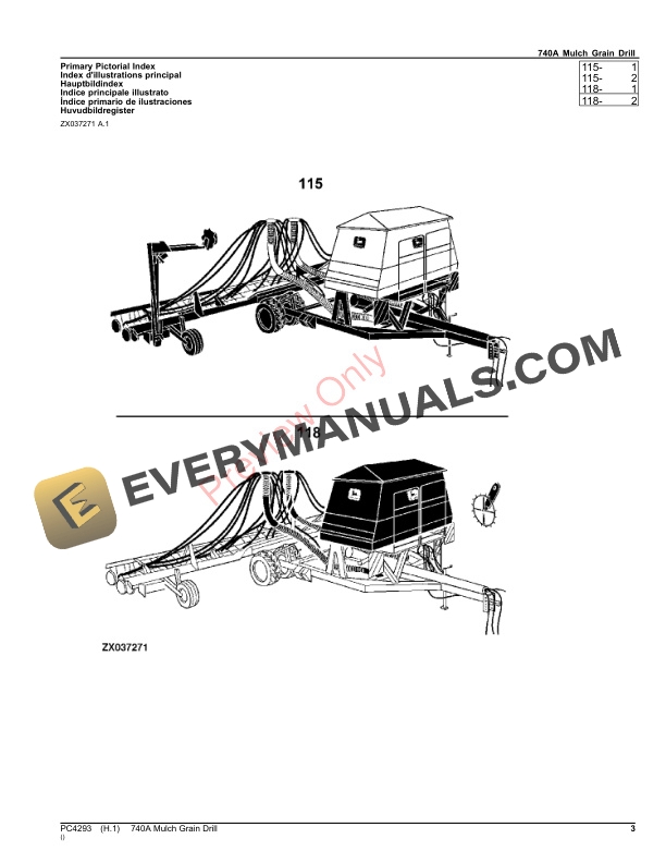 John Deere 740A MULCH GRAIN DRILL Parts Catalog PC4293 17OCT23-3