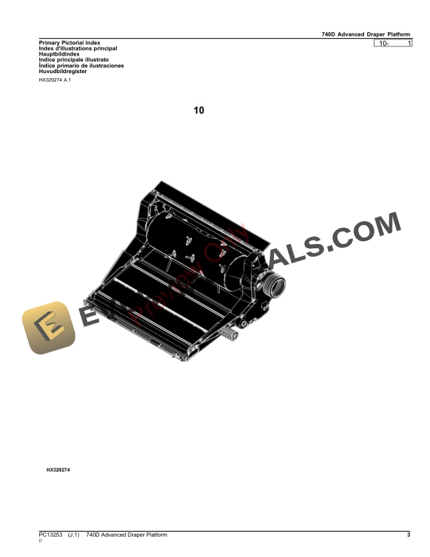 John Deere 740D Advanced Draper Platform Parts Catalog PC13253 26OCT23-3