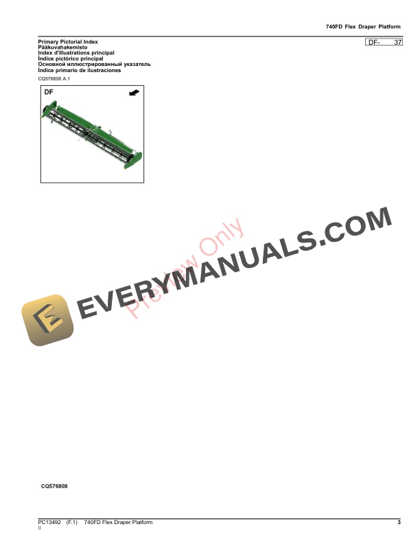 John Deere 740FD Flex Draper Platform Parts Catalog PC13492 19NOV23-3