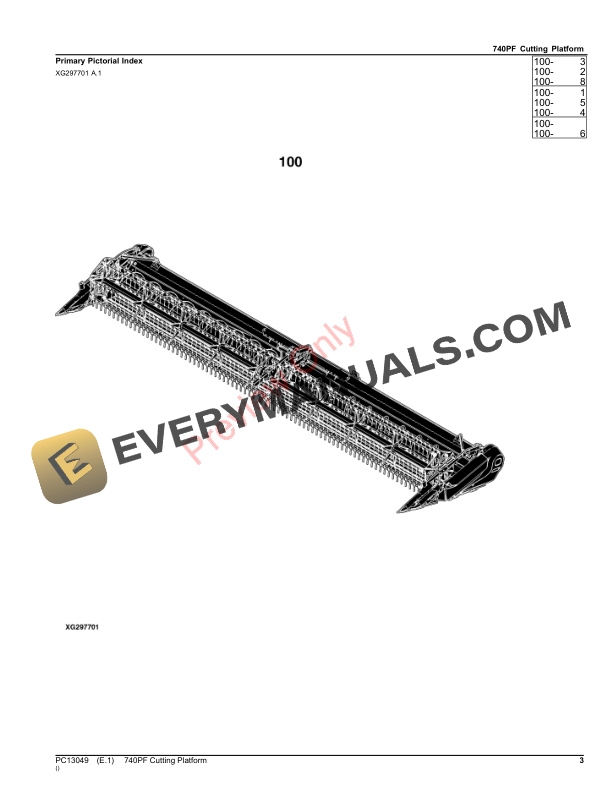 John Deere 740PF Cutting Platform Parts Catalog PC13049 21NOV23-3